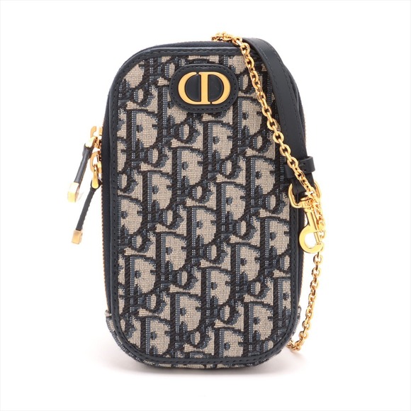 Dior Christian Phone 2WAY Oblique  Canvas Holder Blue Handbag - Picture 2 of 8